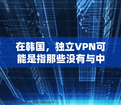 在韩国，独立VPN可能是指那些没有与中国国家或政府合作的VPN服务，通常更偏向于个人或非政府服务。以下是一些韩国独立VPN公司或服务